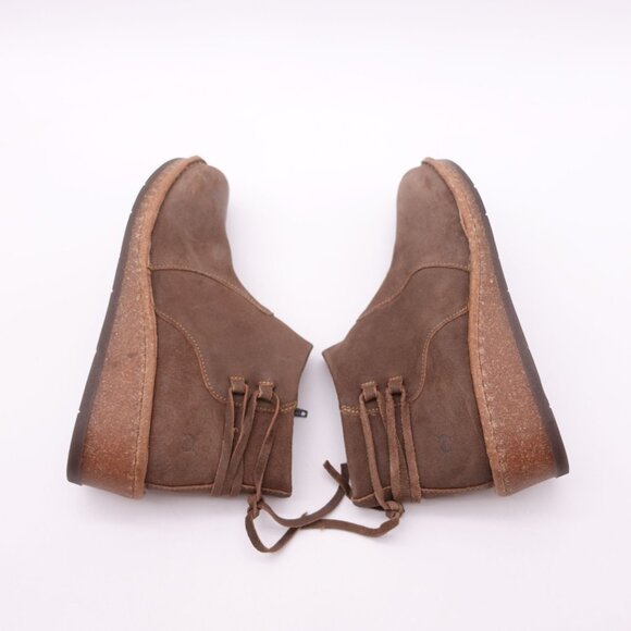 NWOB Born Viana Leather Suede Wedge Ankle Booties Brown Size 9.5 - Picture 3 of 9